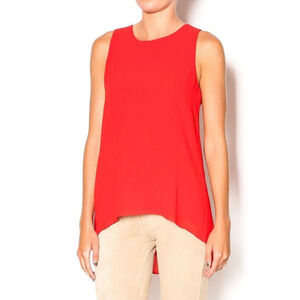Norah Sleeveless Hi-Low Sleeveless Top Red Med